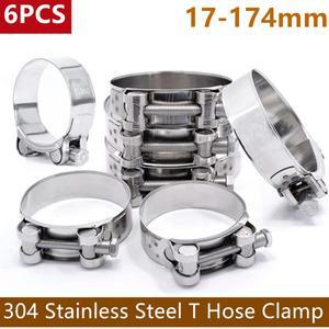 304 스테인리스 스틸 호스 클램프 T 볼트 배기 파이프 클립 헤비 듀티 터보 인터쿨러 조정 가능 튜브 17-17