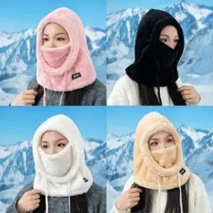 부드러운 털 조임 가능 끈 60도 풀커버 겨울 남여공용 후드 워머 골프 용품 목도리 겨울 목토시 니트