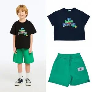 [갤러리아] 베네통키즈 26SS 기능성티셔츠화섬팬츠세트 QATS21631/QAPT06631BKGN