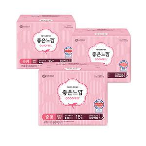 좋은느낌 생리대 에어핏쿠션 울트라슬림 중형18개입x3팩