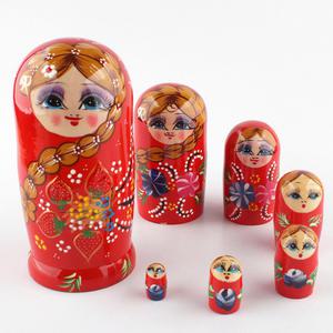 소녀 레드 7단 1개/마트료시카/목각인형/러시아인형/마트로시카/러시아전통