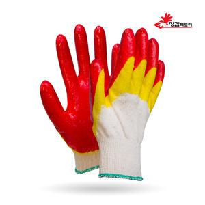 국산 송학 이중황코팅장갑13G 100켤레 황이중코팅 목장갑