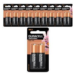 듀라셀 오리지널 알카라인 건전지 AA 2개입, 10개