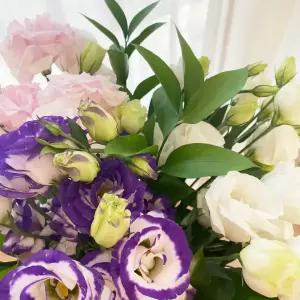 오후의 꽃 리시안셔스 랜덤 반단 꽃다발 생화택배 양재꽃시장