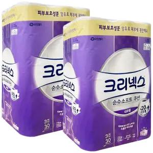 크리넥스 순수 소프트 내추럴 3겹 화장지 30m 30롤 2팩 (60롤)