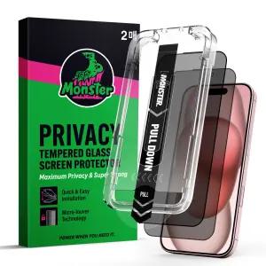 몬스터 아이폰/갤럭시 사생활보호 강화유리 지문방지 초강력 액정보호필름 2매+부착틀 1세트