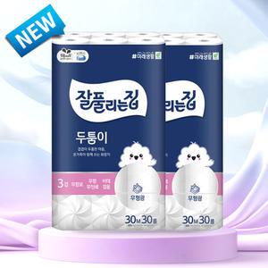 잘풀리는집 두툼이화장지 3겹 30m 30롤X2팩(60롤) / 비데겸용/신제품