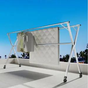 바퀴달린 대형 빨래건조대/건조대/옥상/이동식/대용량/실내/실외/튼튼한/이불/세탁물/틈새/공간/걸이대