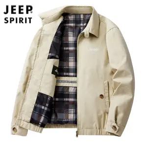 JEEP SPIRIT 봄 가을 중년 남성 상의 루즈 라지 사이즈 캐주얼 재킷