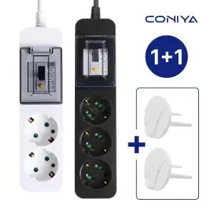 [2개세트] 코니야 국산 멀티탭 고용량 4000W 과부하차단 누전차단 2구 3구
