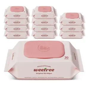 위프리 제로 핑크 휴대 엠보싱 아기물티슈, 55g, 30매, 12팩