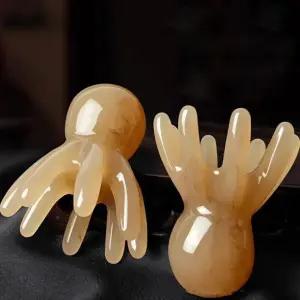 페이스미니괄사 얼굴 휴대용미니괄사 미니문어괄사 2개세트 미니괄사 OISO 두피괄사 문어괄사 브라운컬러