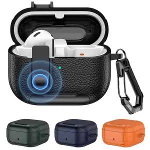 갤럭시 버즈4 버즈3 프로 FE 호환 심플 컬러 가죽 TPU 거치대 카라비너 키링 케이스