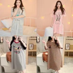 빅사이즈 잠옷 박시 오버핏 오버사이즈 원피스 산모 임산부 파자마 여름 긴팔 반팔