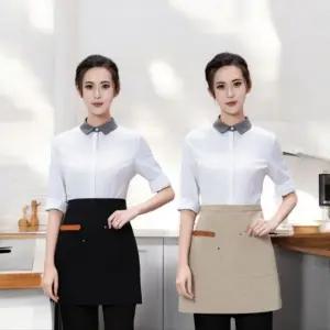 앞치마 허리 방수 쉐프 반 45cm 랩 짧은 주방/원피스/어린이집/원피스형/바리스타/미용/미용실/식당/요양