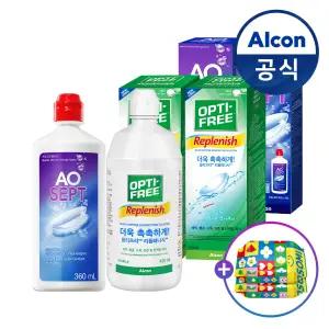옵티프리 렌즈세척액 에이오셉 플러스 360ml 2개+리플레니시 420ml 2개(+물티슈 40매)