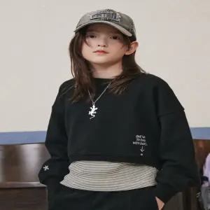 [대구백화점] [블루테일]블랙 레이어드 맨투맨 티셔츠(AAA2TS07BK )