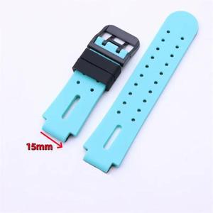 15mm 어린이 스마트 스포츠 시계 밴드 실리콘 스트랩 조정 가능한 손목 시계 교체 스트랩 방수 어린이 시계