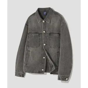 매장정품 AGOD 스톤 워싱 크롭 데님 자켓 [그레이]