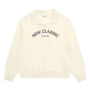 소이 HC22 레터링 카라 바이오 맨투맨티 여아 봄가을용 아이보리 면 박스핏 카라 맨투