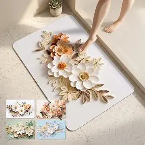 [할인바이할인][1+1] 로얄플라워 3D 규조토 발매트 간편세척 논슬립 매트