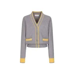 예시카 비스코스 라인 배색 브이넥 가디건 YI8KC340