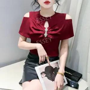 여성 라틴댄스복 상의 줌바 오프숄더 티셔츠 라인댄스