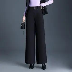 여성 바지 모직 와이드 팬츠 추동 도톰 하이웨스트 슬림핏 루즈핏 빅사이즈 통 캐주얼 힛템
