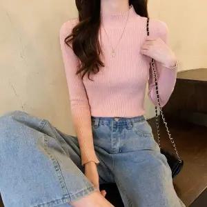 여성 YF32IZ58 5컬러 데일리 깔끔한 슬림핏 하프넥 골지티셔츠