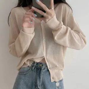 여자 VZ22JY90 여름 데이트 룩 주말 외출 브이넥 얇은 가디건