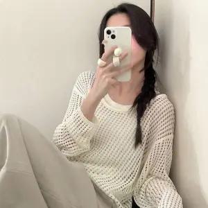 오버핏 WM50XV16 레이어드 펀칭 그물 넷 니트 MFNC-050171