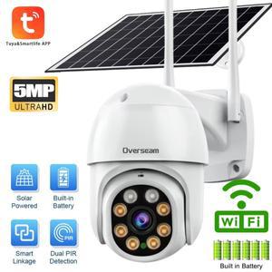 Tuya 스마트 5MP 무선 태양 광 카메라 야외 Wifi PIR 인간 감지 충전식 배터리 HD