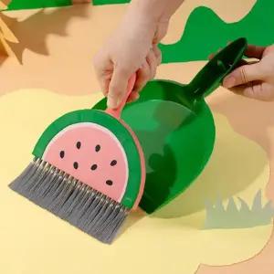 책상 청소 미니 빗자루 쓰레받이 수박 디자인 과일 모양 귀여운 캐릭터 학생 청소