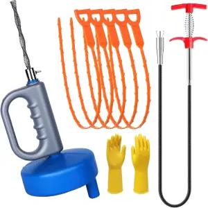 젠레이 배수로 막힘 제거기(5개) 오거 16피트(1개) 뱀 털 제거기(1개) 화장실 하수 샤워용 변기 배관 세트