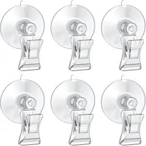 클립이 있는 Pawfly 수족관 흡입 컵 6개 클립 투명 플라스틱 물고기 먹이 도구 식물 잎 해초 채소 홀더