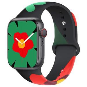 Apple Watch 밴드 용 블랙 유니티 스포츠 스트랩 Ultra2 49mm 45 44 42 41 40 38 소프트 실리콘 시계 꽃