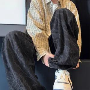 토르 남자 면바지 빈티지 나염 코듀로이 팬츠 봄가을 루즈핏 와이드 가을 슬랙스 힛템