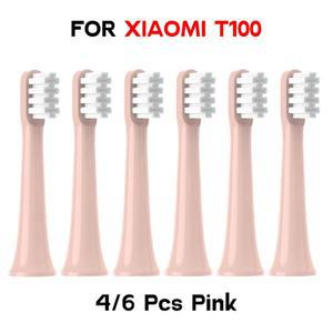 XIAOMI T100 소프트 듀폰 브리스톨 브러시 진공 노즐 리필 전동 칫솔 헤드 용 4/6PCS