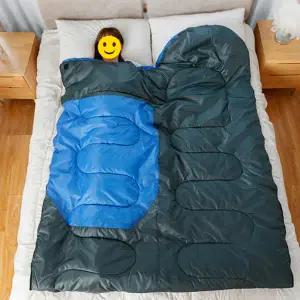 야외용 침낭 겨울용 후드형 백패킹 캠핑용 침낭 휴대용 차박용 이불