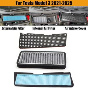 테슬라 모델 3/3 하이랜드 2021-2025용 차량 외부 공기 흡입구 내장형 필터 요소 및 보호 커버