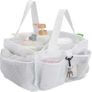 앨라이어 메시 샤워 캐디 바스켓 대형 샤워백 토트 큰 분리된 내부 수납공간 1개와 깊은 외부 포켓 6개가