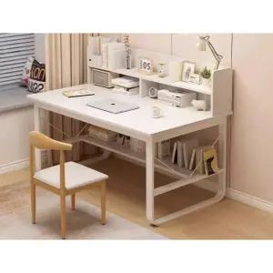 책상 데스크 선반 일체형 공부방 철제 나무 I. 프리미엄 웜화이트 80cm