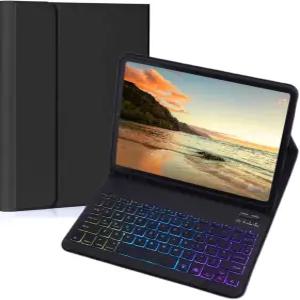 NUWONAYA 갤럭시 탭 S6 Lite 10.4인치 (2024/2022/2020) 키보드 케이스 슬림 경량 7색 무지개 백라이트