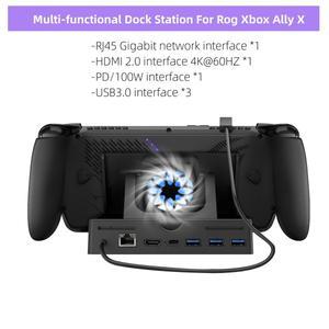 쿨링 팬 USB 3.0x3 PD100W 이더넷 기능을 갖춘 ROG XBOX 호환 호환 Ally X용 호환 4K@60Hz 도킹 스테이션