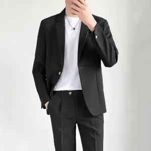 남성 빅사이즈 캐주얼 정장 세트 남자 양복 자켓+바지
