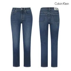[캘빈클라인]여성 블루 슬림 스트레이트핏 약기모 데님팬츠 J218922-1A4