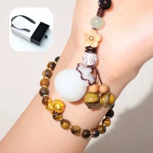 앤아일즈 천연 호안석 말 장식 팔찌 복주머니 키링 선물 세트 원석팔찌 금전운 재물운 액막이