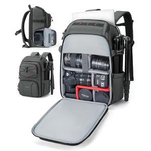 BAGSMART 사진 작가를 위한 카메라 가방, 전문 최대 15.6인치 노트북에 적합, DSLR /드론 /삼각대 케이스, 레인 커버 포함, 그레이