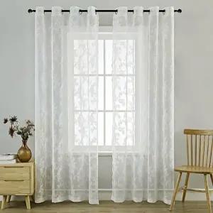 로망띠끄 화이트 가리개커튼 레이스 커튼 창문 햇빛가리개 아일릿 레이스커튼 중창커튼