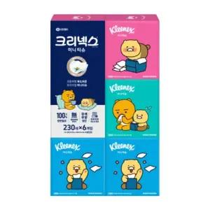 크리넥스 오롤리데이 미니맥스 사각 부드러운 미니티슈 미용티슈 230매 6개